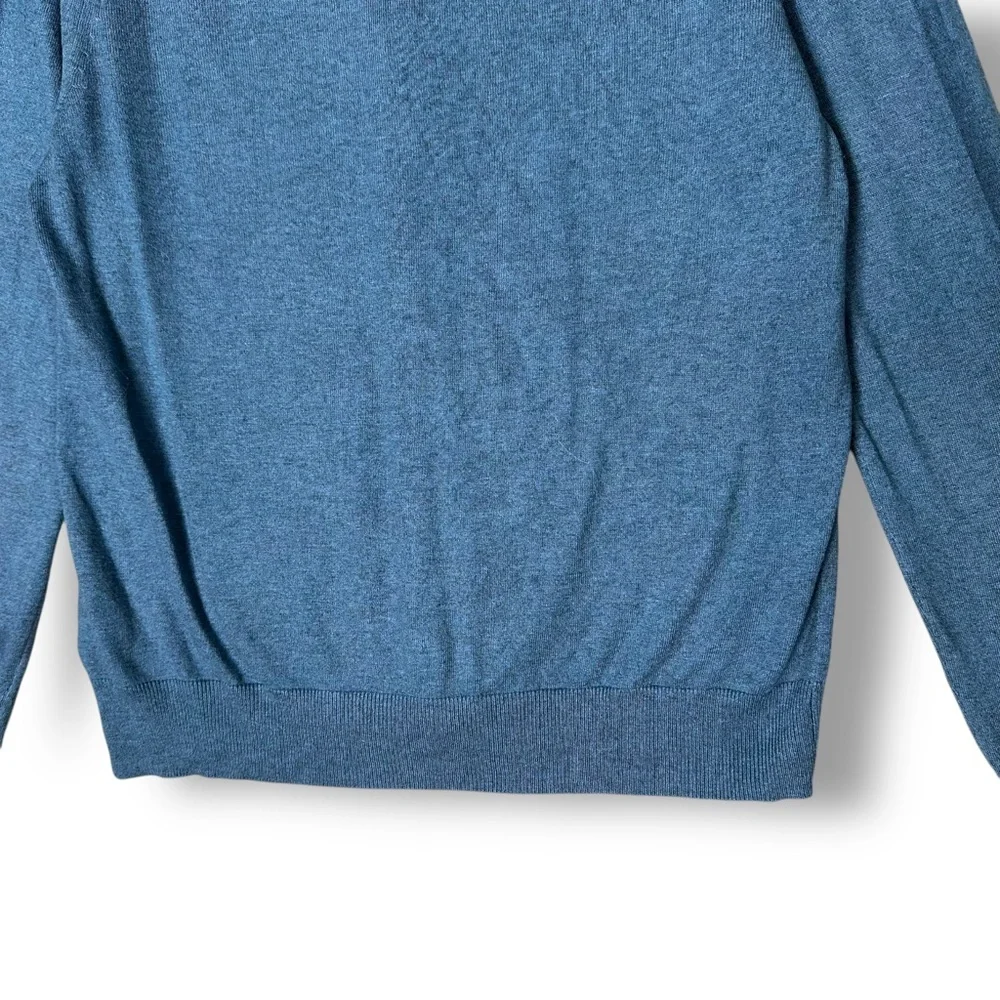 Banana Republic Mens Cardigan Sweater Sz M Silk Cashmere Blend V Neck Blue Casua
